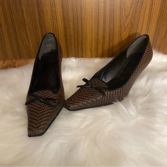 Stuart Weitzman women’s brown‎ basket  weave heels in size 8 - Picture 1 of 11